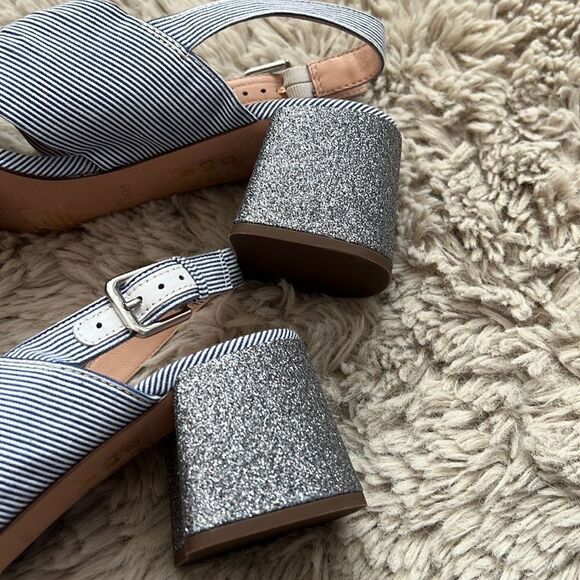 J.Crew Twisted-knot Penny sandals in stripe with glitter heel - Picture 4 of 7
